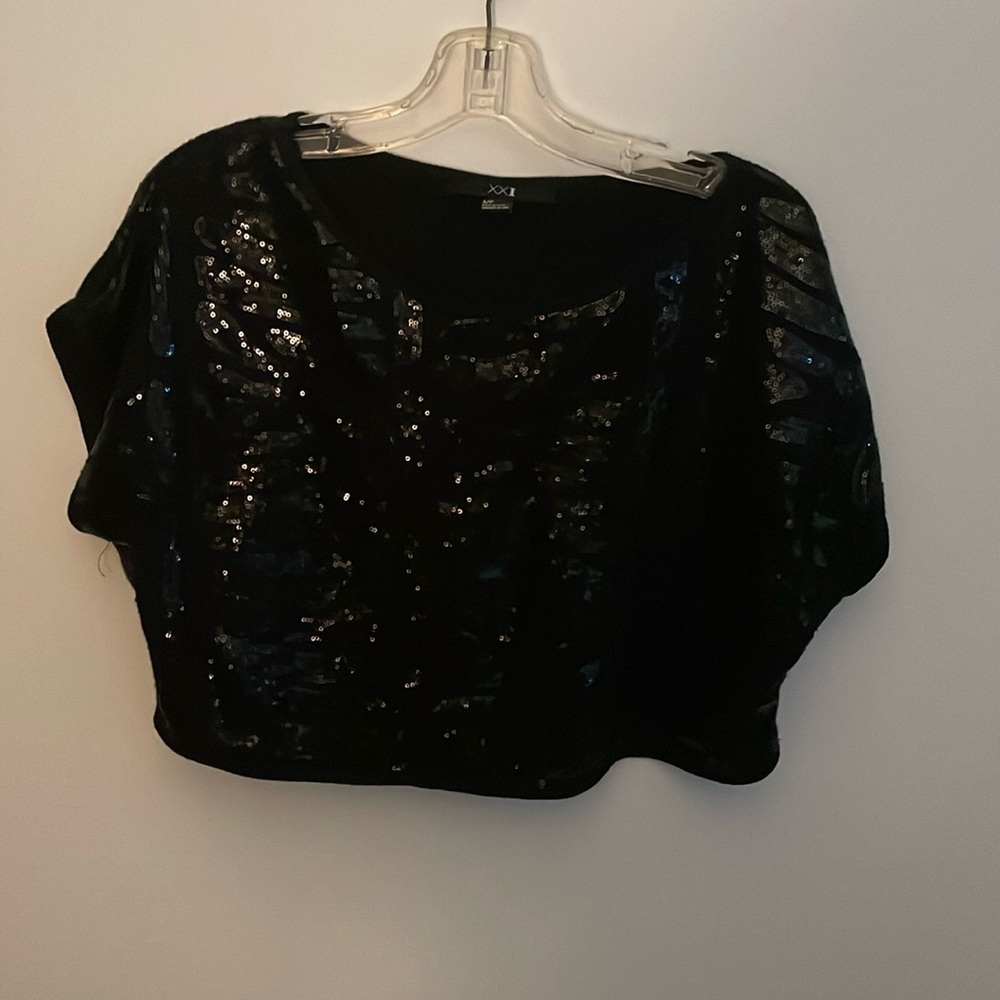 Black Sequin crop top